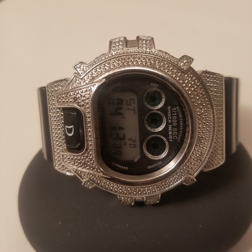 Men’s G Shock Iced Out Bezel Silicon Black Band